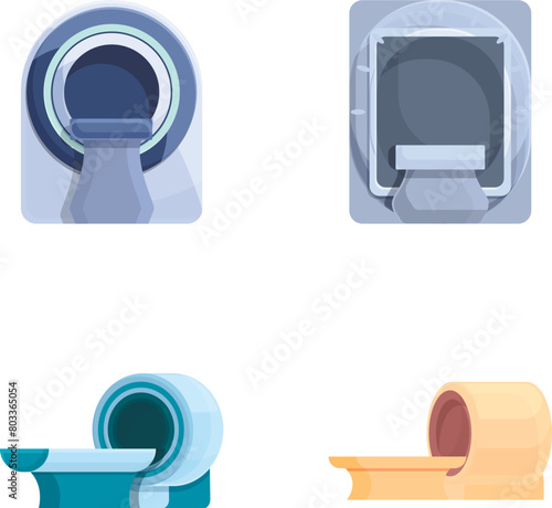 Computed tomography icons set cartoon vector. Hospital and medical equipment. Medical technology advancement