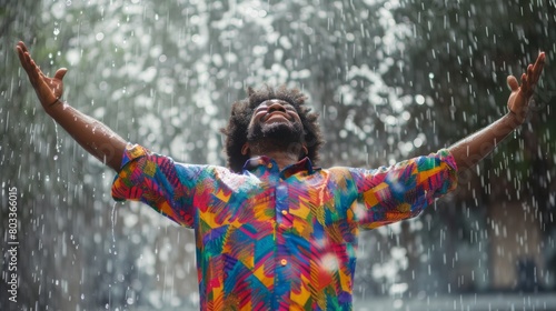 Man Embracing the Summer Rain