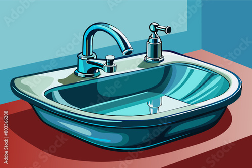 photorealistic image of a spotless bathroom sink with gleaming chrome fixtures