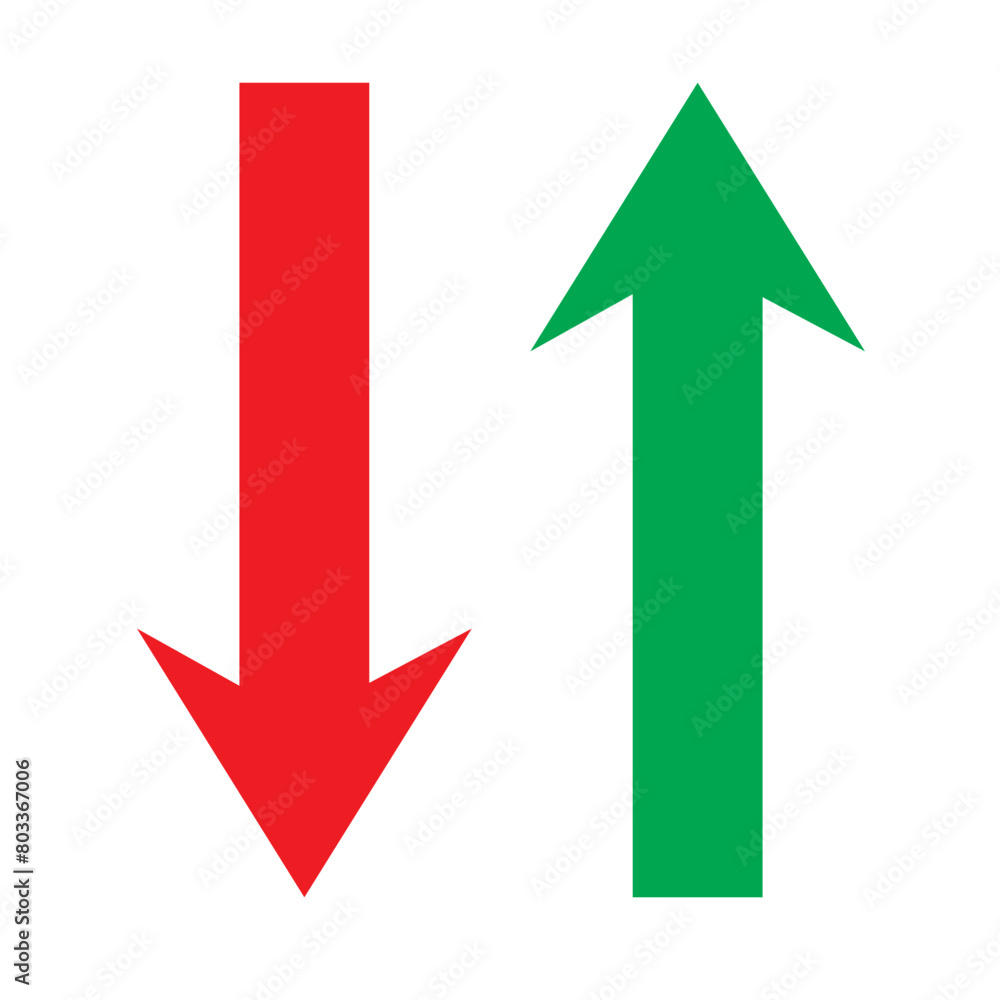 Set of arrow vector, icon. Red and green arrows vector. Red and green vertical arrow icon, vector. Arrow icon design for web site app, design, logo. Vector illustration. Set of arrow vector, icon. Red and green arrows vector. Red and green vertical arrow icon, vector. Arrow icon design for web site app, design, logo. Vector illustration.