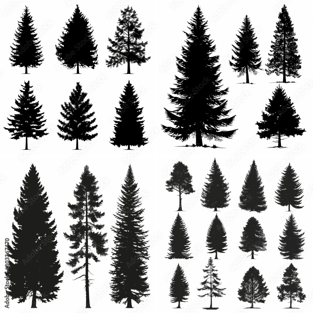 black tree silhouette set pure badge eco outline recreation breath emblem label protection graphic pine trunk woodland black tree silhouette set pure badge eco outline recreation breath emblem label protection graphic pine trunk woodland