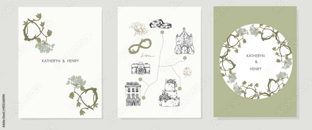 Wedding map,card. Vector illustration of a wedding invitation.