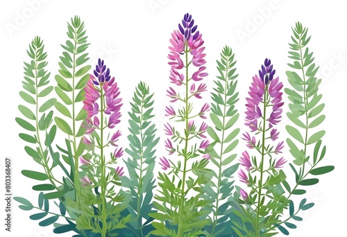 Bunch of Vibrant Purple Lupine Flowers Isolated on Clean White Background - Perfect for Minimalist Designs  Spring Invitations  and More