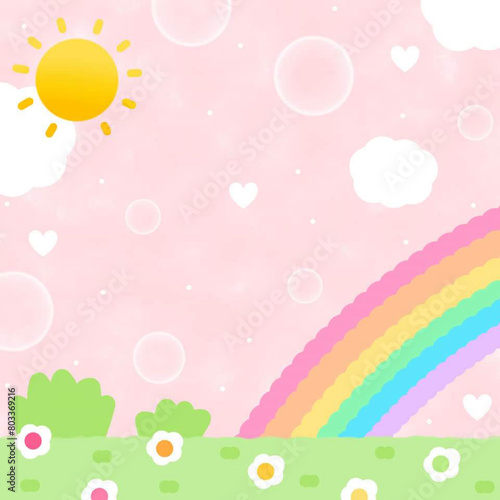 background with flowers and butterflies