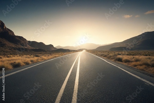 sunset on the road