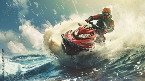 Jet ski extreme water sports. Vacation concept. Outdoor activity