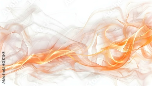 "Abstract Peach Fuzz: Glowing Waves and Smoke on White Background". Concept Abstract Photography, Peach Fuzz, Glowing Waves, Smoke, White Background