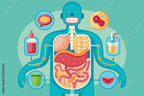 Illustration of human digestive system