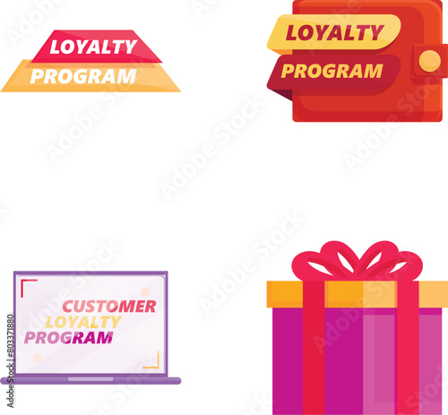 Wallpaper Mural Customer loyalty icons set cartoon vector. Loyalty program and customer service. Promotion method, marketing concept Torontodigital.ca