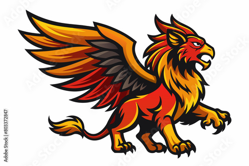 mythological abstract griffin logo with a combination of bird and lion elements