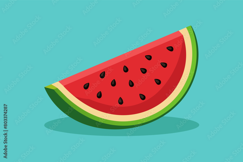 Flat vector illustration of a slice of juicy watermelon, perfect for summer fruite. Flat vector illustration of a slice of juicy watermelon, perfect for summer fruite.