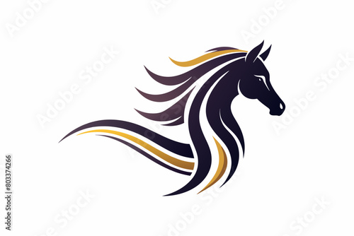 graceful abstract horse logo formed by flowing lines and negative space