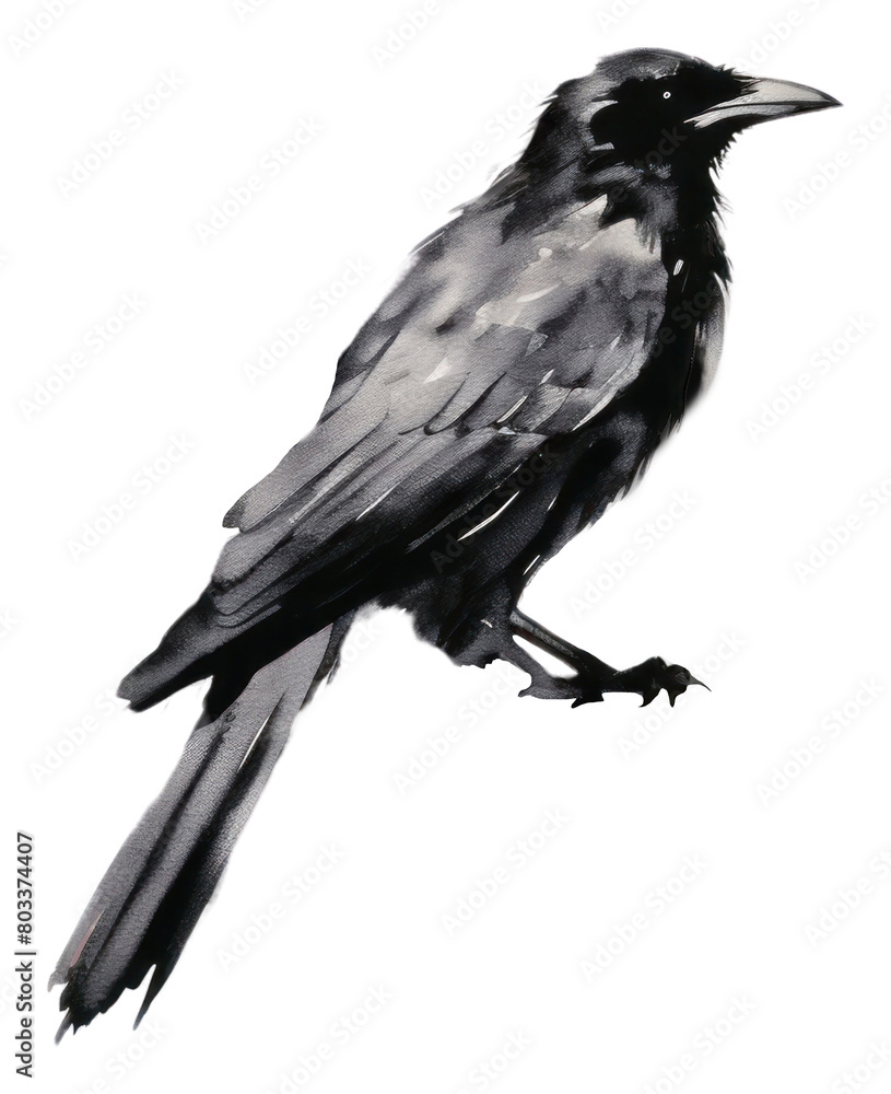 Naklejka premium PNG A crow painting drawing animal.