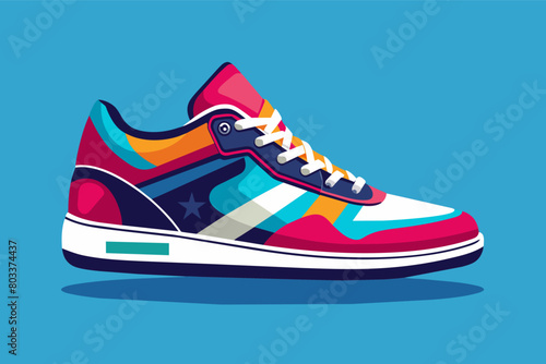 Colorful vector illustration of sports shoe in blank background © SaroStock