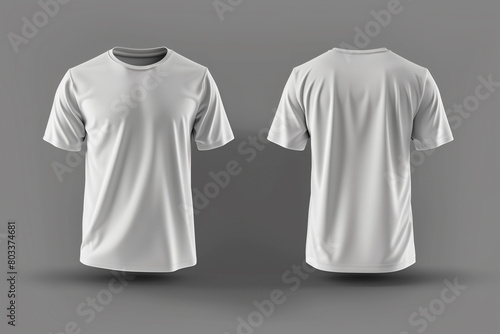 white tshirt template mockup with front and back view, Isolated on gray background