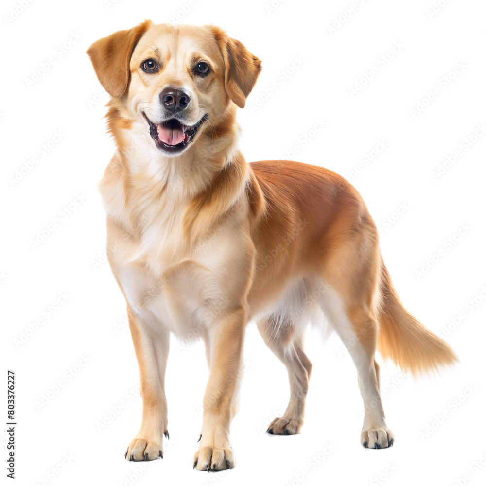 Happy Golden Retriever Dog Standing Against a Transparent Background