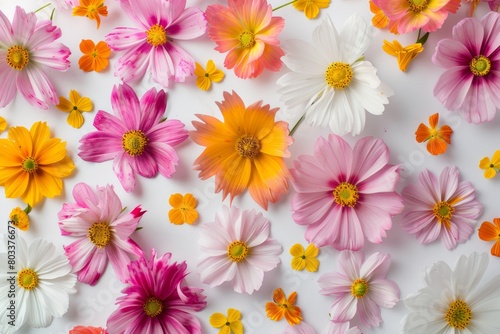 Wallpaper Mural Assorted Color Flowers on White Surface Torontodigital.ca