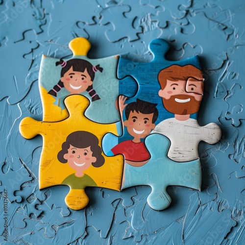 A puzzle, where each piece represents a different family and household level factor that might be protective for high-risk children to transition to poor mental health.