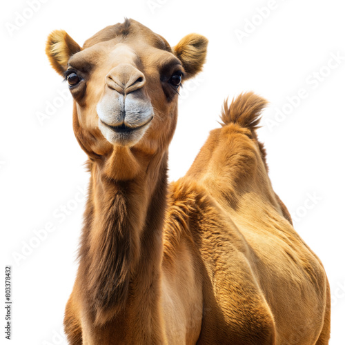 Curious Camel Facing the Camera Against a Transparent Background