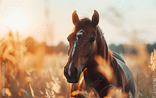 Horse in the wild  wild nature and animals concept