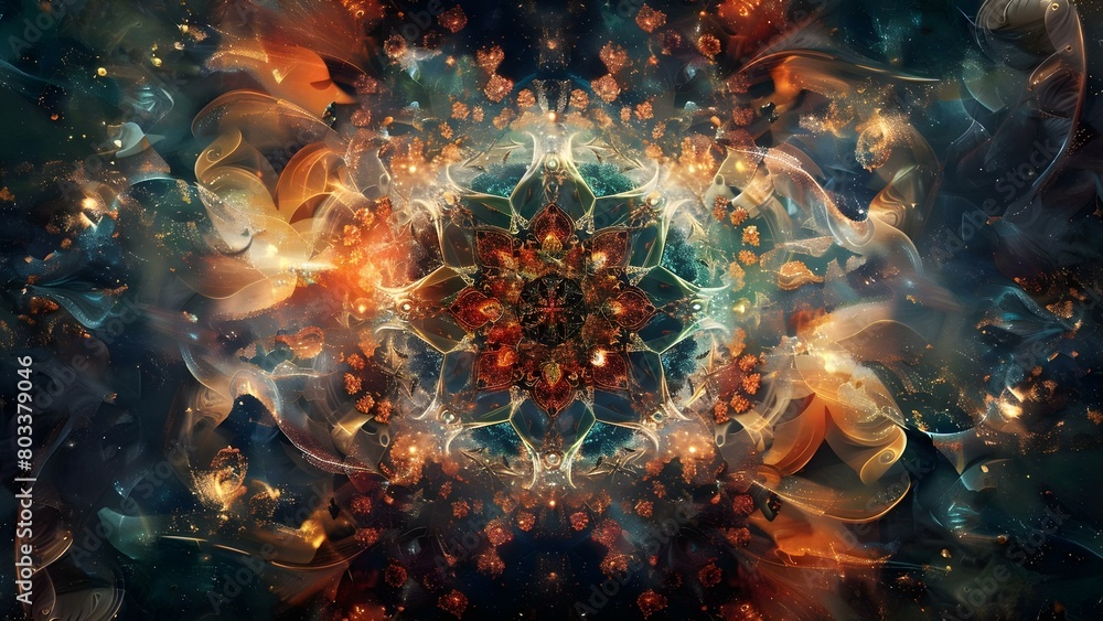 Surreal 3D sacred geometry fractal pattern in digital artwork with mystical theme . Concept Surreal Art, 3D Design, Sacred Geometry, Fractal Pattern, Mystical Theme Surreal 3D sacred geometry fractal pattern in digital artwork with mystical theme . Concept Surreal Art, 3D Design, Sacred Geometry, Fractal Pattern, Mystical Theme