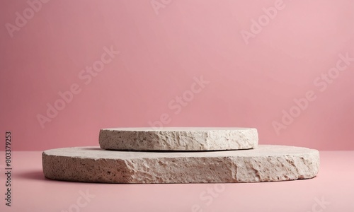 Stone Product Podium on Pink Background