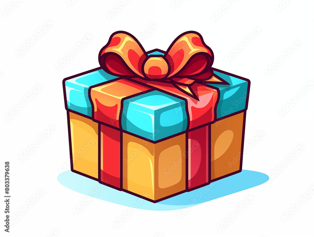 Obraz premium Festive Gift Icon, Cartoonish style, Bright and cheerful colors,