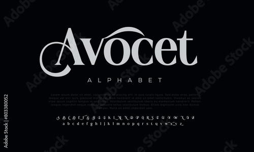 Avocet Abstract minimal modern alphabet fonts. Typography sans serif technology, electronic, digital, music, movie, future, creative font. vector illustration photo