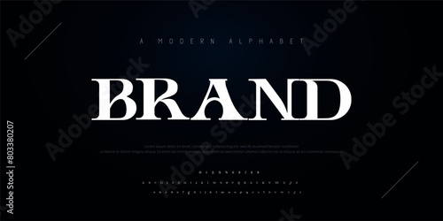 Brand Abstract minimal modern alphabet fonts. Typography technology vector illustration photo