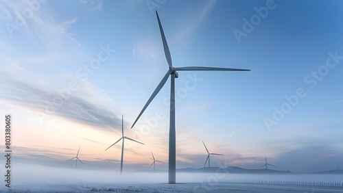 Generating Clean and Renewable Electricity: Wind Turbines in a Wind Farm. Concept Wind Turbines, Renewable Energy, Clean Electricity, Wind Farm, Sustainable Technology