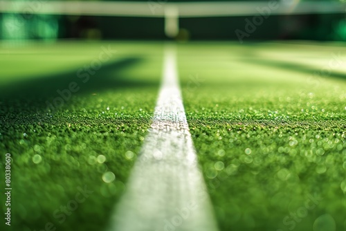 Close-Up of White Line in Grass Field