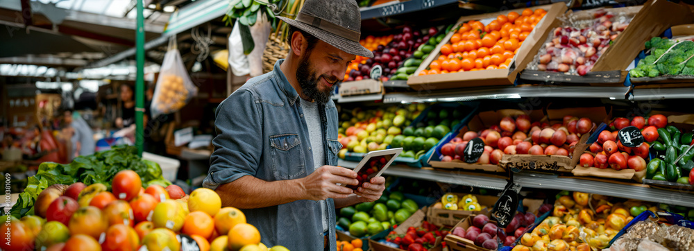 Discovering Fresh Produce: An In-Depth Analysis Using a Tablet by a Tech-Savvy Farmer