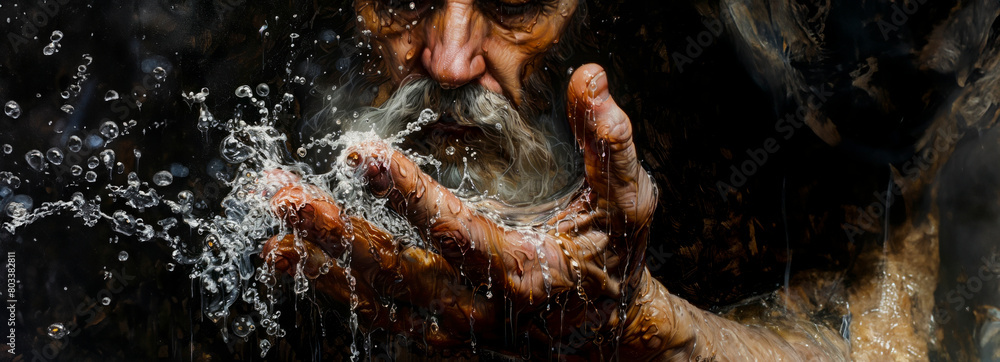 Baptismal Bliss: John the Baptist's Hand Showered in Holy Water