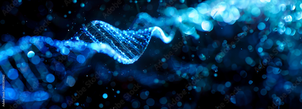 Fototapeta premium Disrupted Black Frequency: The Geometric Code Blue Wave Unleashed