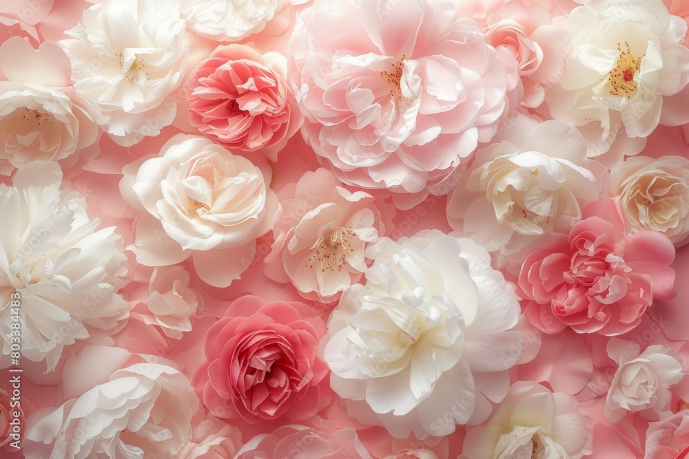 Pink and White Flowers Adorning Wall Pink and White Flowers Adorning Wall