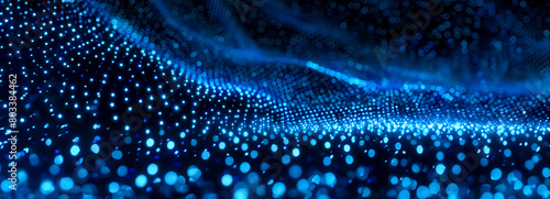 Wallpaper Mural Neon Blue Dotted Delight: A Fresh Take on Black Backdrops with Miniature Neon Blue Spots Torontodigital.ca