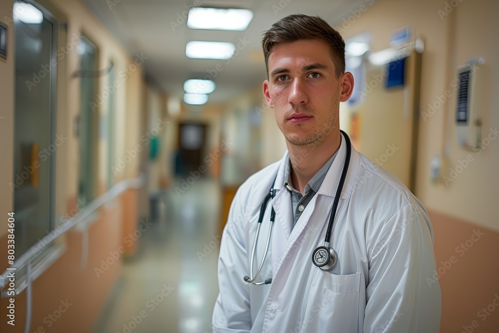 Portrait of a young male doctor in a hospital Portrait of a young male doctor in a hospital
