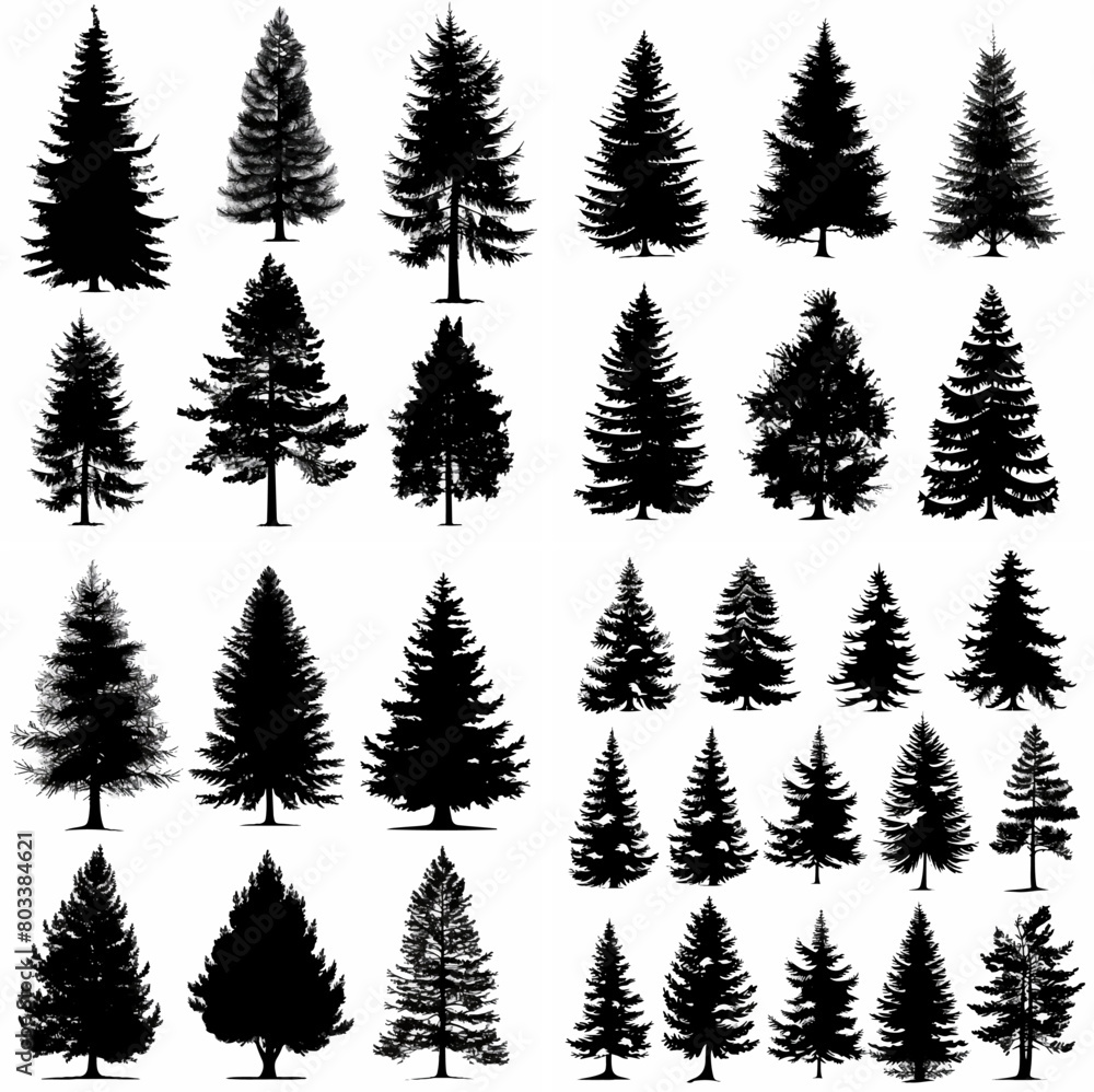 black tree silhouette set pure badge eco outline recreation breath emblem label protection graphic pine trunk woodland black tree silhouette set pure badge eco outline recreation breath emblem label protection graphic pine trunk woodland