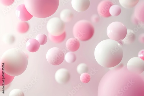 Pink and White Balloons Floating in the Air