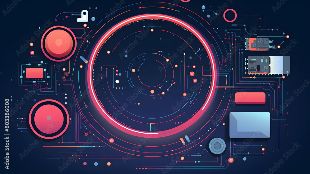 Fototapeta premium Circular Hardware Integration Banner for Tech Workshops