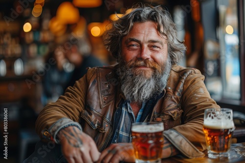 Wallpaper Mural Drinking beer in the vintage pub, AI generated Torontodigital.ca