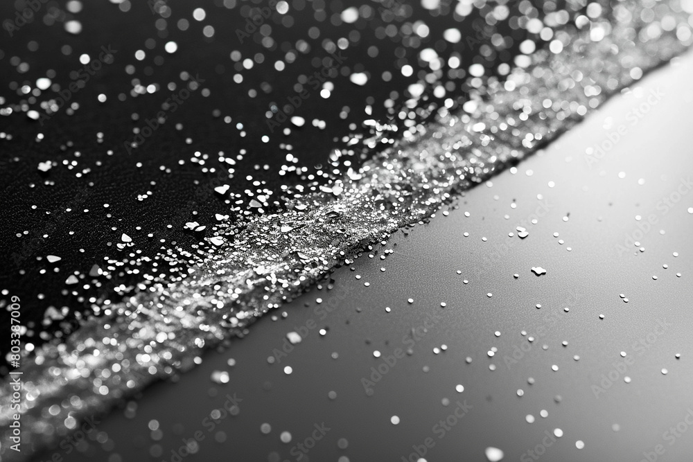 Obraz premium Glitter scattered on black and silver background