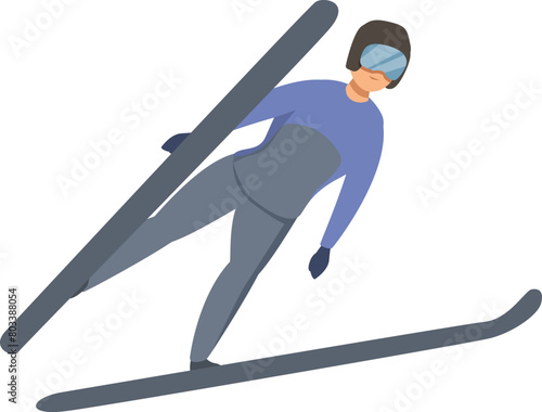 Ski jumper cross icon cartoon vector. Flying slalom. Active sportsman