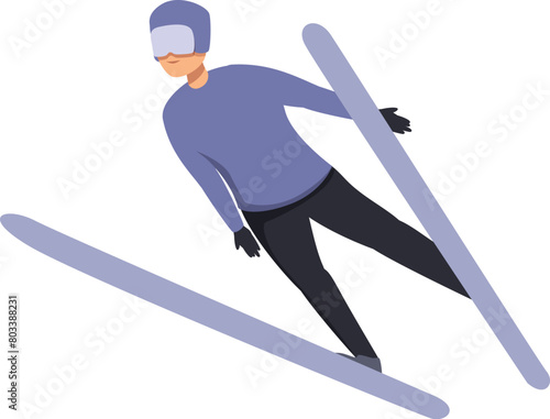 Extreme ski jumper icon cartoon vector. Fun tournament. Training travel