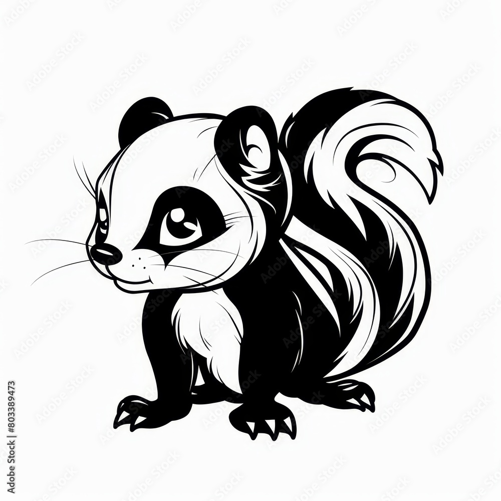 A black-and-white image of a skunk A black-and-white image of a skunk