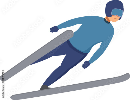 Descent training ski jumper icon cartoon vector. Extreme active. Exercise person