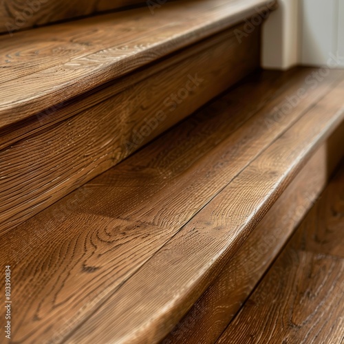 Detailed close up view of rich brown wooden staircase for architectural inspiration