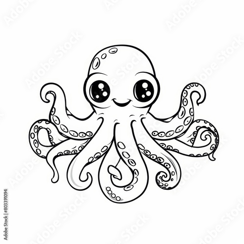 large eyes, octopus form body and head, set against pristine white backdrop