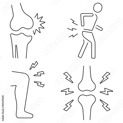 pain group of black icons on a white background. Vector illustration.