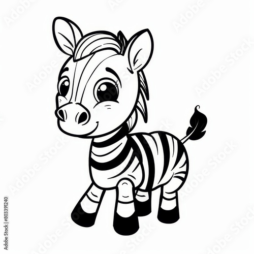   A zebra featuring stripes on its body is depicted in this black-and-white image  against a plain black-and-white background